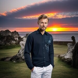 Men's Shirt Eighty Eight Button Down Black Velvet Wings Long Sleeve Cotton Shirt